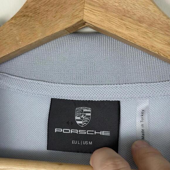 Porsche Design Light Blue Polo Shirt Size M Logo Athletic Fit Divers Selection - Picture 5 of 8